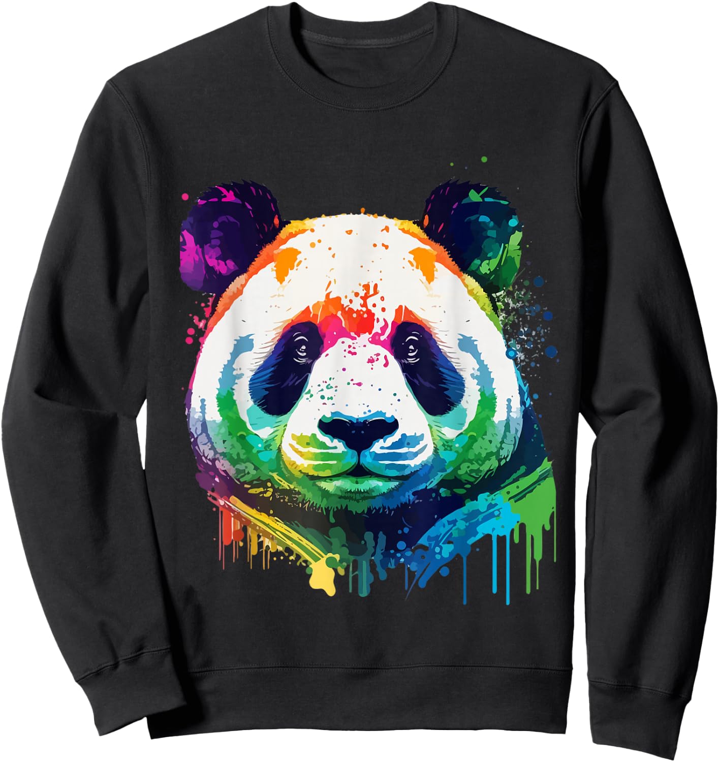 Panda Colorful Pop Art Splash Art Tie Dye Rainbow Sweatshirt - Sweatshirt | Black