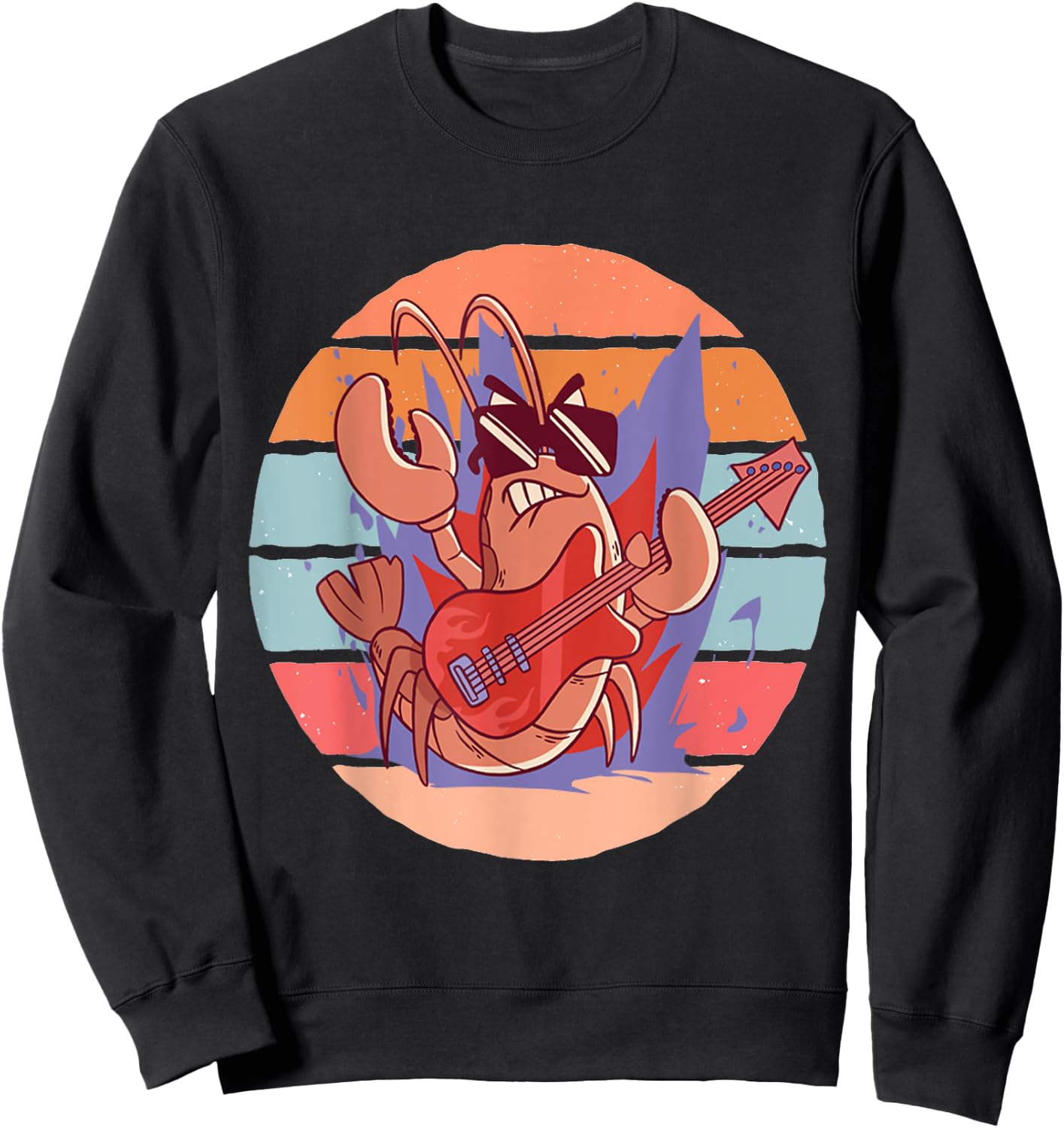 Rock Lobster Music Lover Musical Lobster Guitar Playing Sweatshirt - Sweatshirt | Black