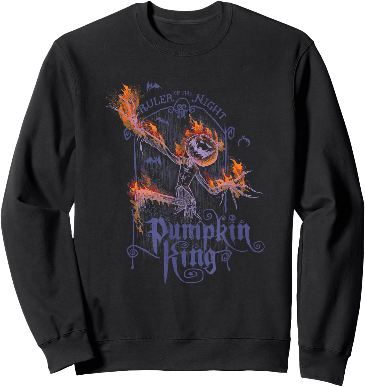 Disney The Nightmare Before Christmas Pumpkin King Flames Sweatshirt - Sweatshirt | Black