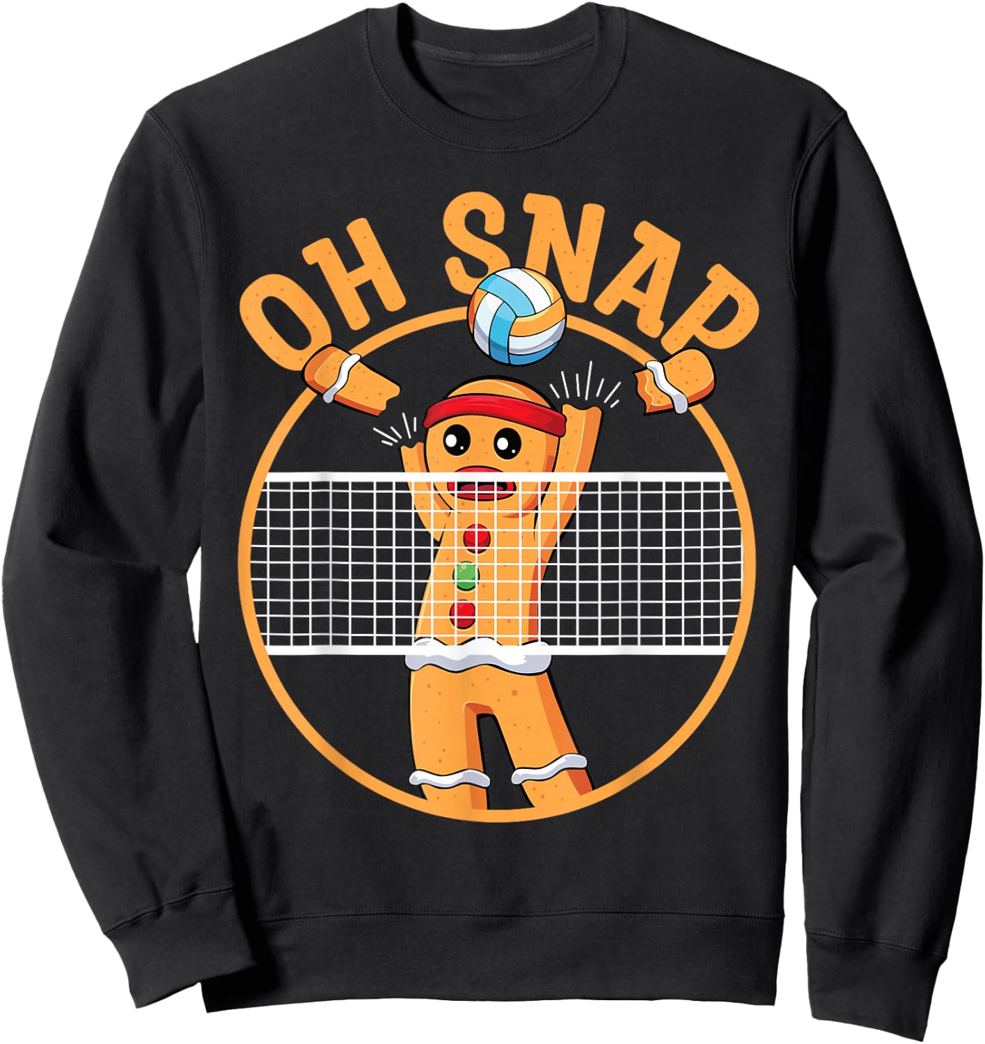 Oh Snap Gingerbread Man Christmas Volleyball Sweatshirt - Sweatshirt | Black