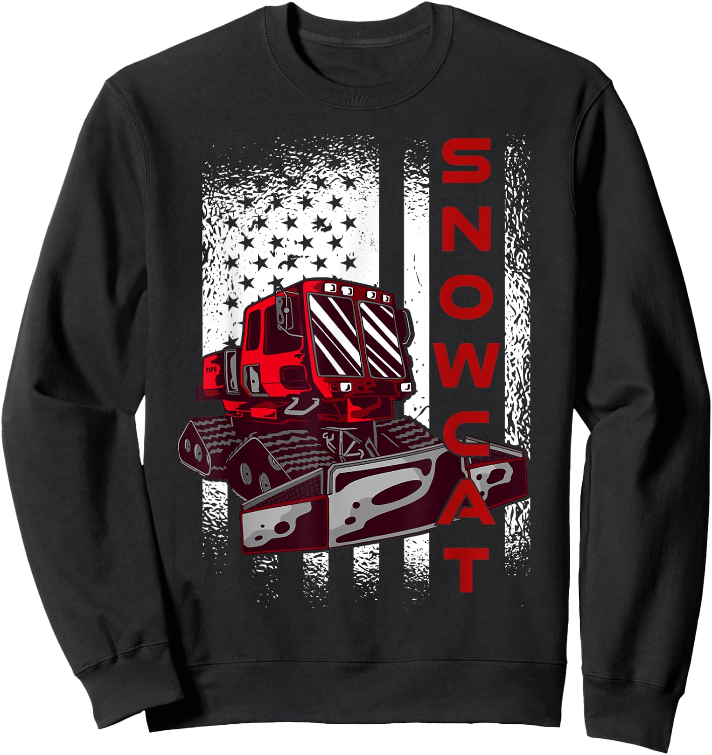 Snow Groomer Cool Snowcat Winter Sport US Flag Men Women Sweatshirt - Sweatshirt | Black