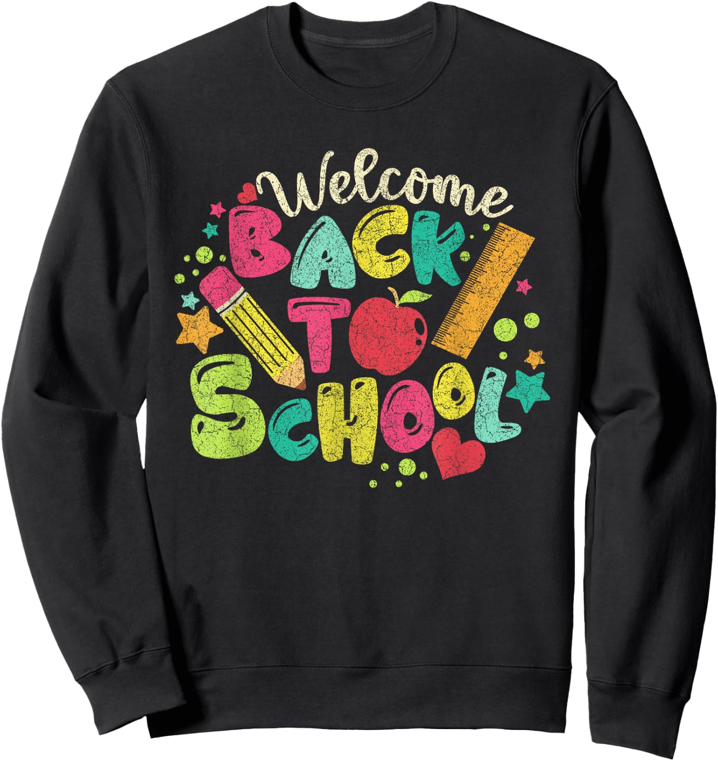 Welcome Back To School Ruler Pencil Kid Sweatshirt - Sweatshirt | Black