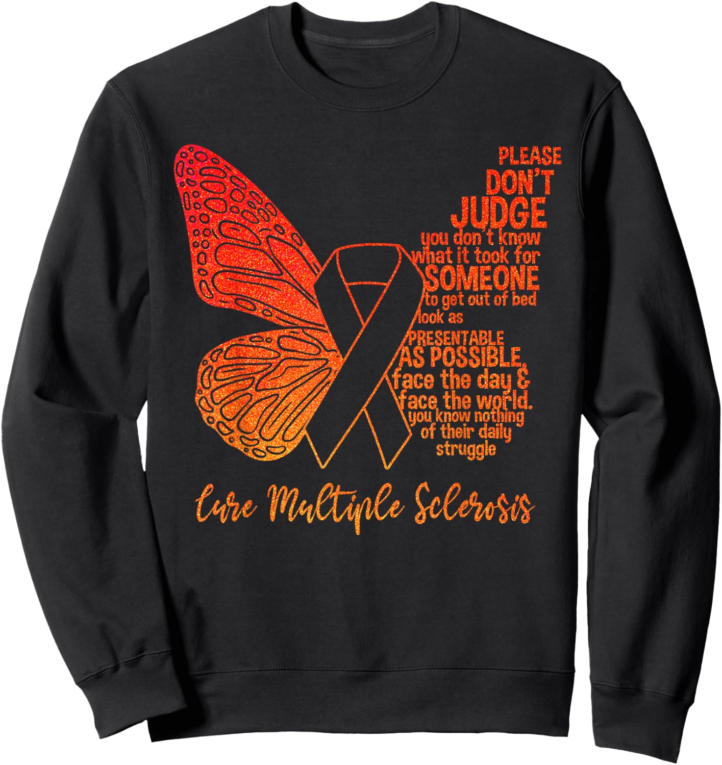 MS Awareness | Butterfly Multiple Sclerosis Awareness Sweatshirt - Sweatshirt | Black