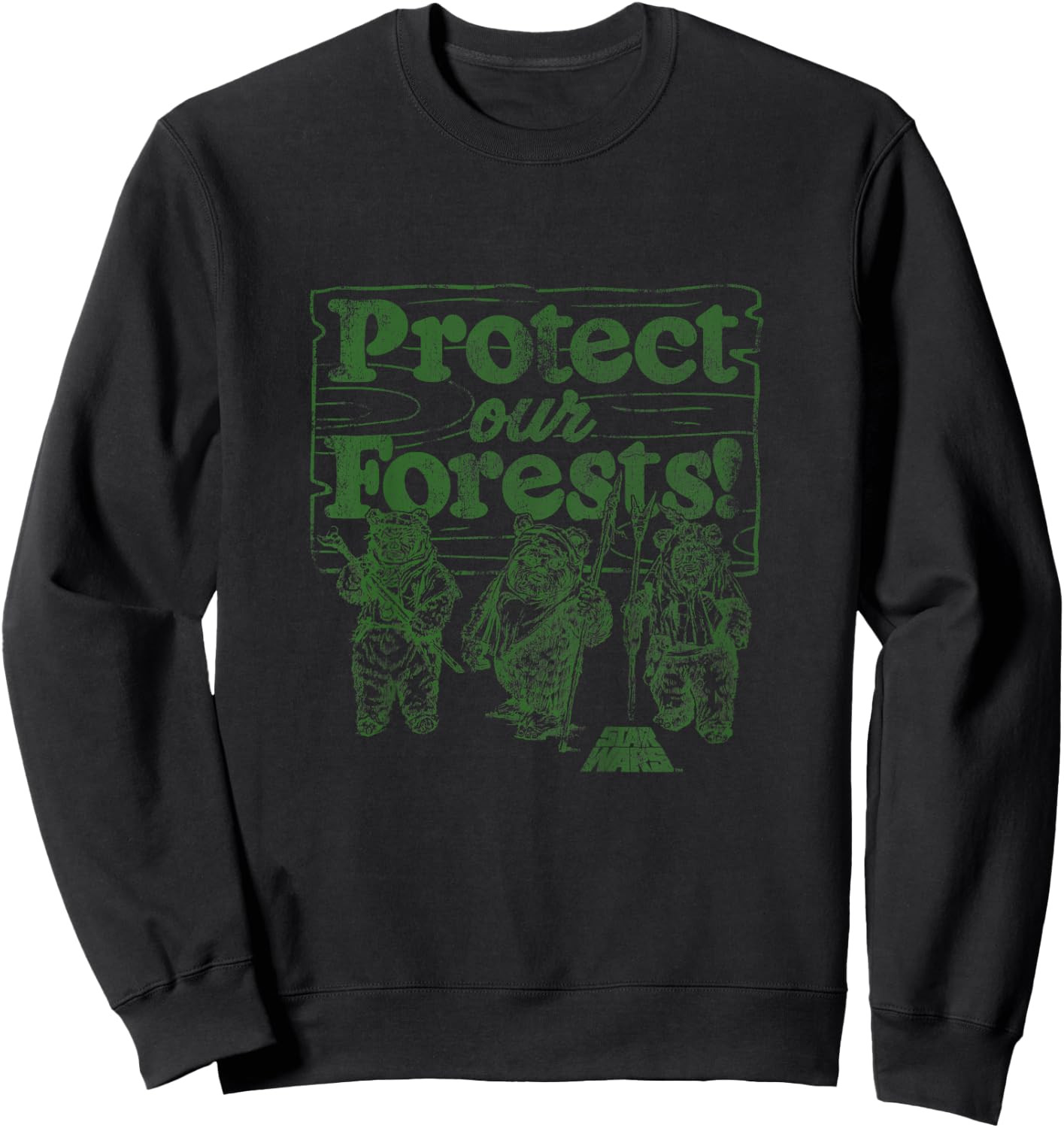 Kids Star Wars Classic Protect Our Forests Vintage Ewok Fighters Sweatshirt - Sweatshirt | Black