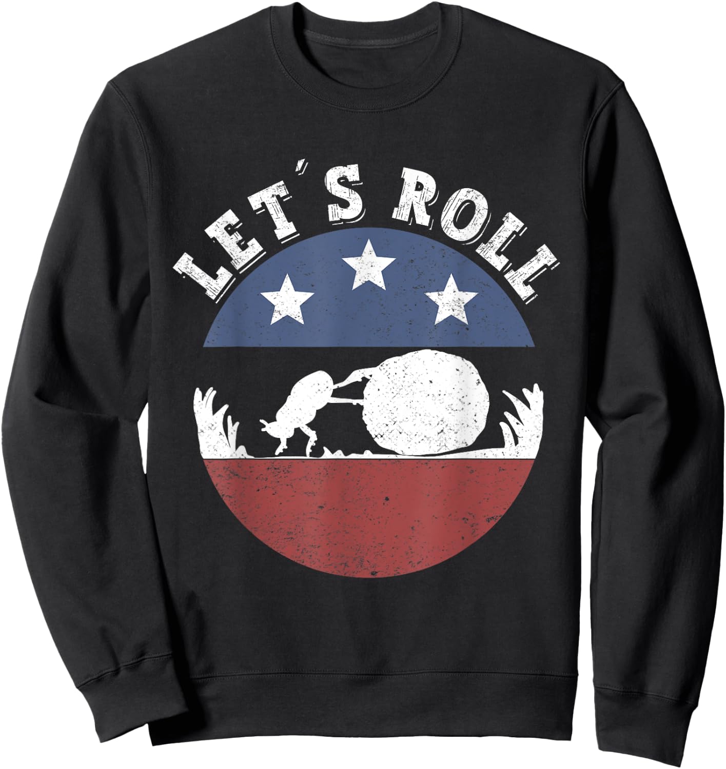 Lets Roll Vintage dung beatle pushing dung ball Sweatshirt - Sweatshirt | Black