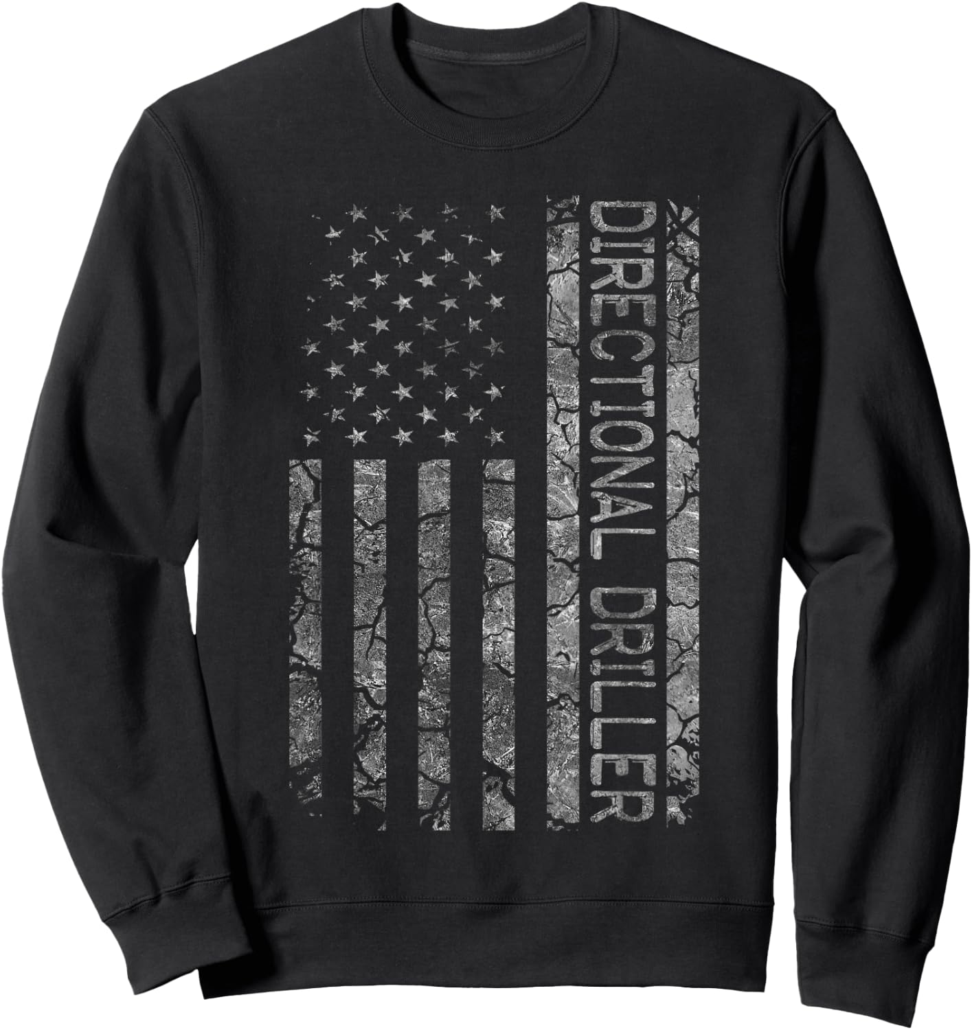 American Flag Job Title Worker Funny Directional Driller Men Sweatshirt - Sweatshirt | Black