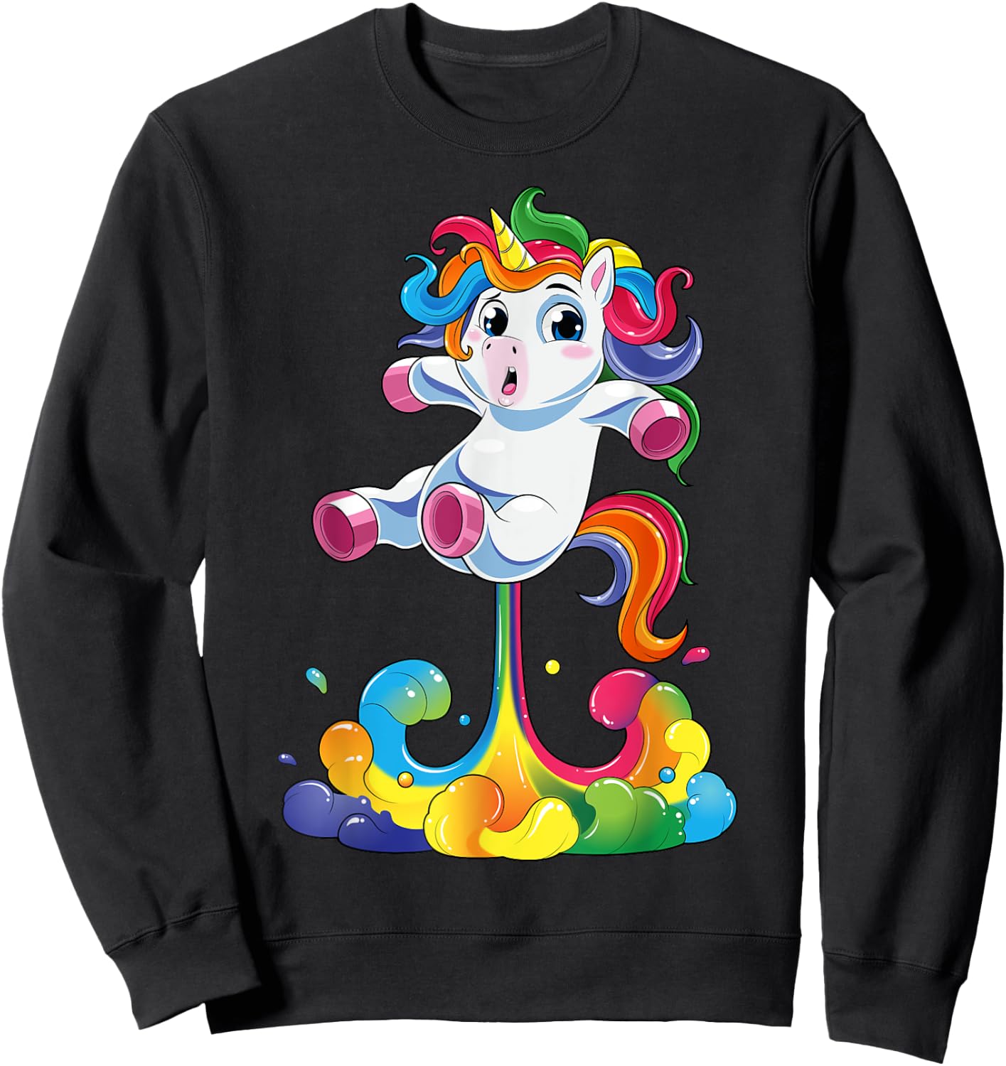 Unicorn Shirt Funny Magical Fart Unicorn Farting Rainbow Sweatshirt - Sweatshirt | Black