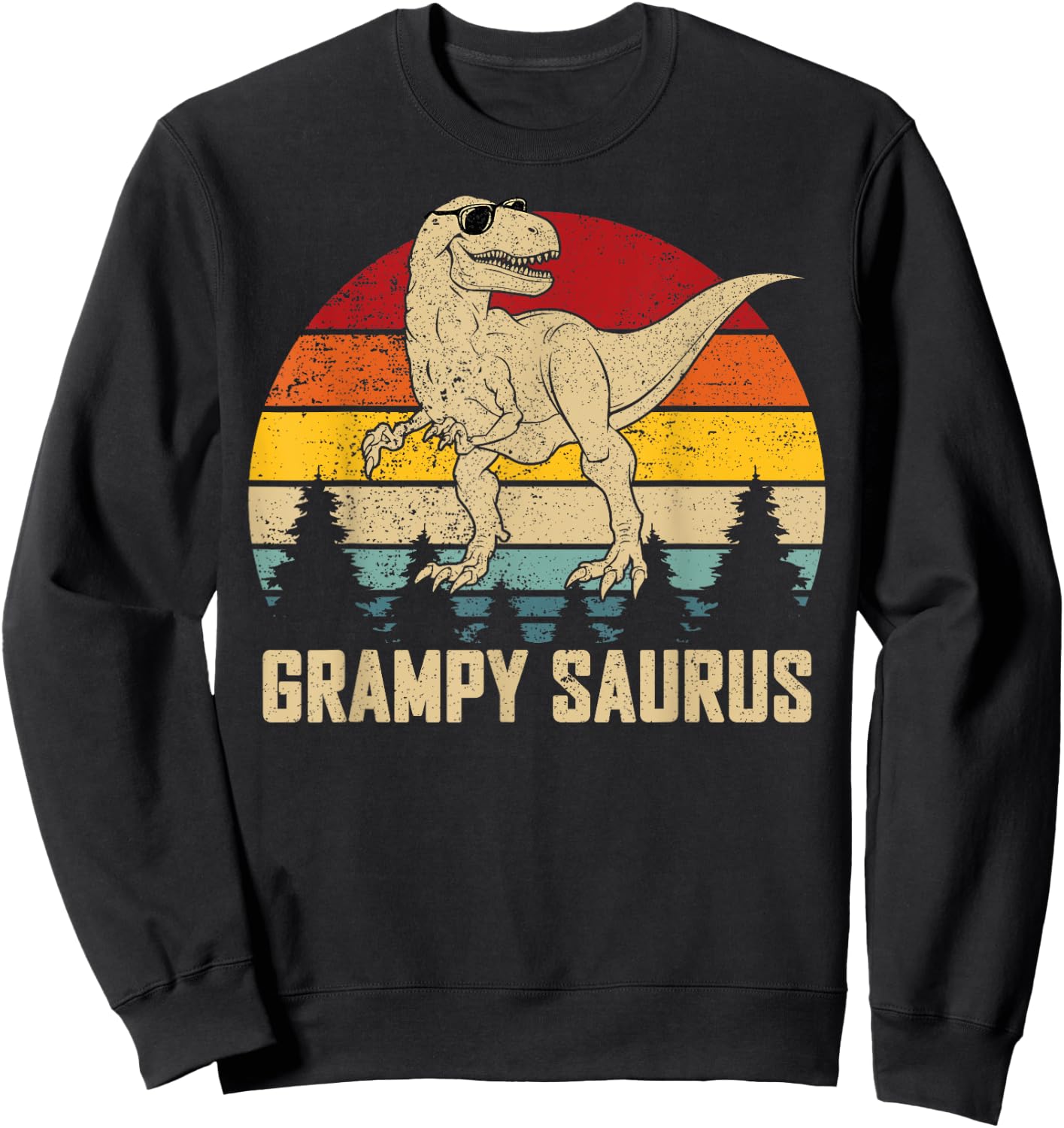 Grampysaurus T rex Dinosaur Dad Father's Day Grampy Sweatshirt - Sweatshirt | Black