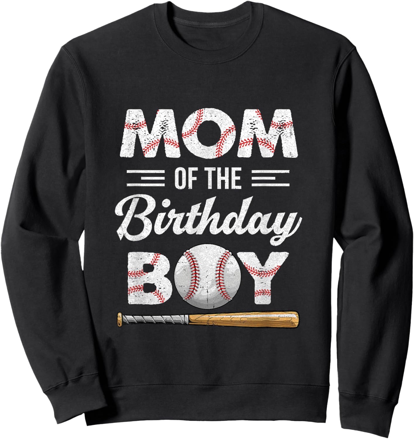 Mom Of The Birthday Boy Baseball Matching Family Party Sweatshirt - Sweatshirt | Black