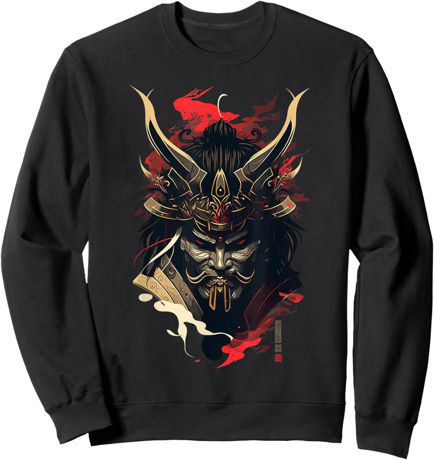 Samurai Mask Traditional Japanese Warrior Sword Retro Tattoo Sweatshirt - Sweatshirt | Black