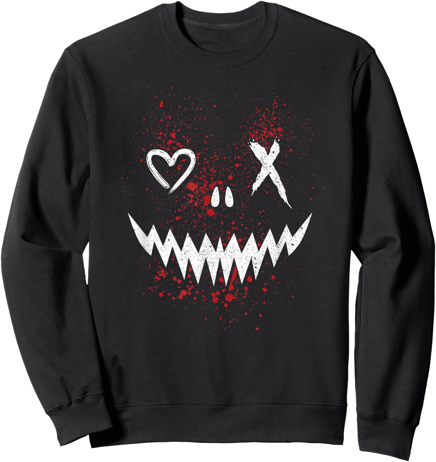 Evil Face | Heart Cross Smile | Satan Demon Sweatshirt - Sweatshirt | Black