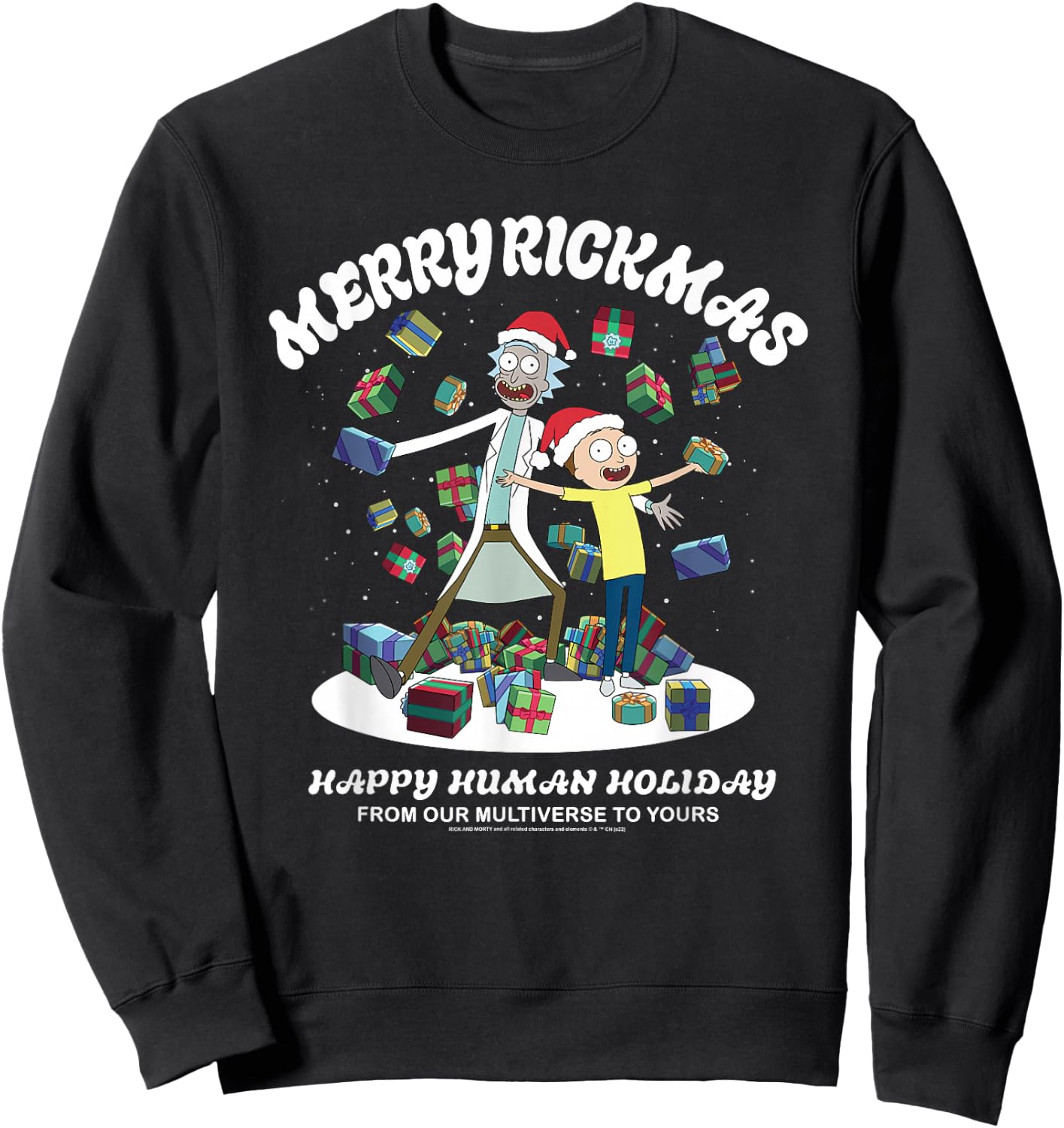 Rick and Morty Christmas Merry Rickmas Dark Sweatshirt - Sweatshirt | Black