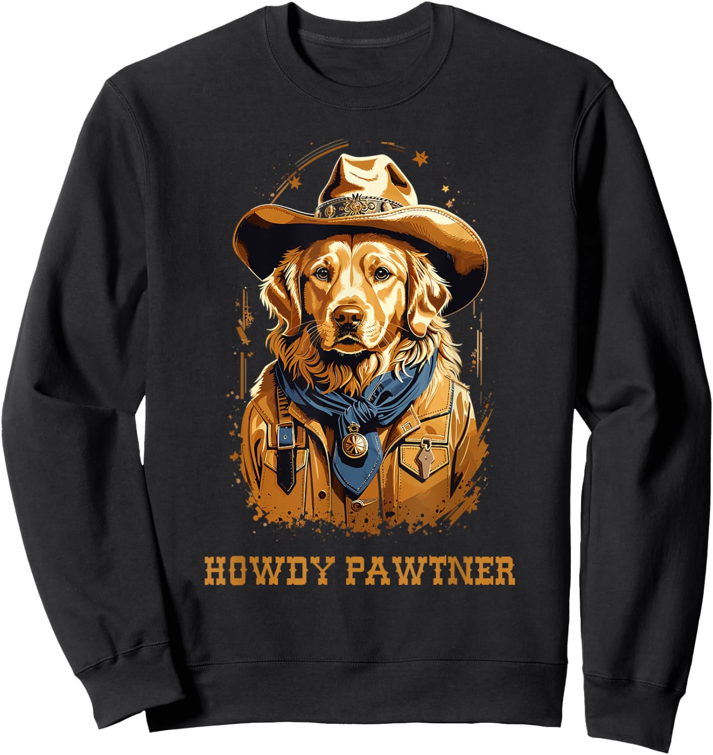 Cute Cowboy Cowgirl Golden Retriever Dog Pun Sweatshirt - Sweatshirt | Black