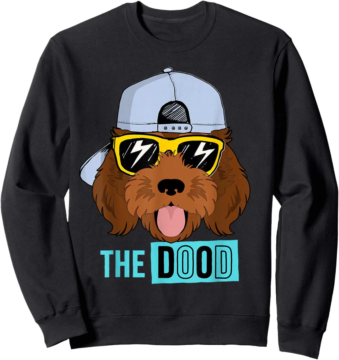 Chocolate Golden Doodle Dog, The Dood Brown Gooldendoodle Sweatshirt - Sweatshirt | Black
