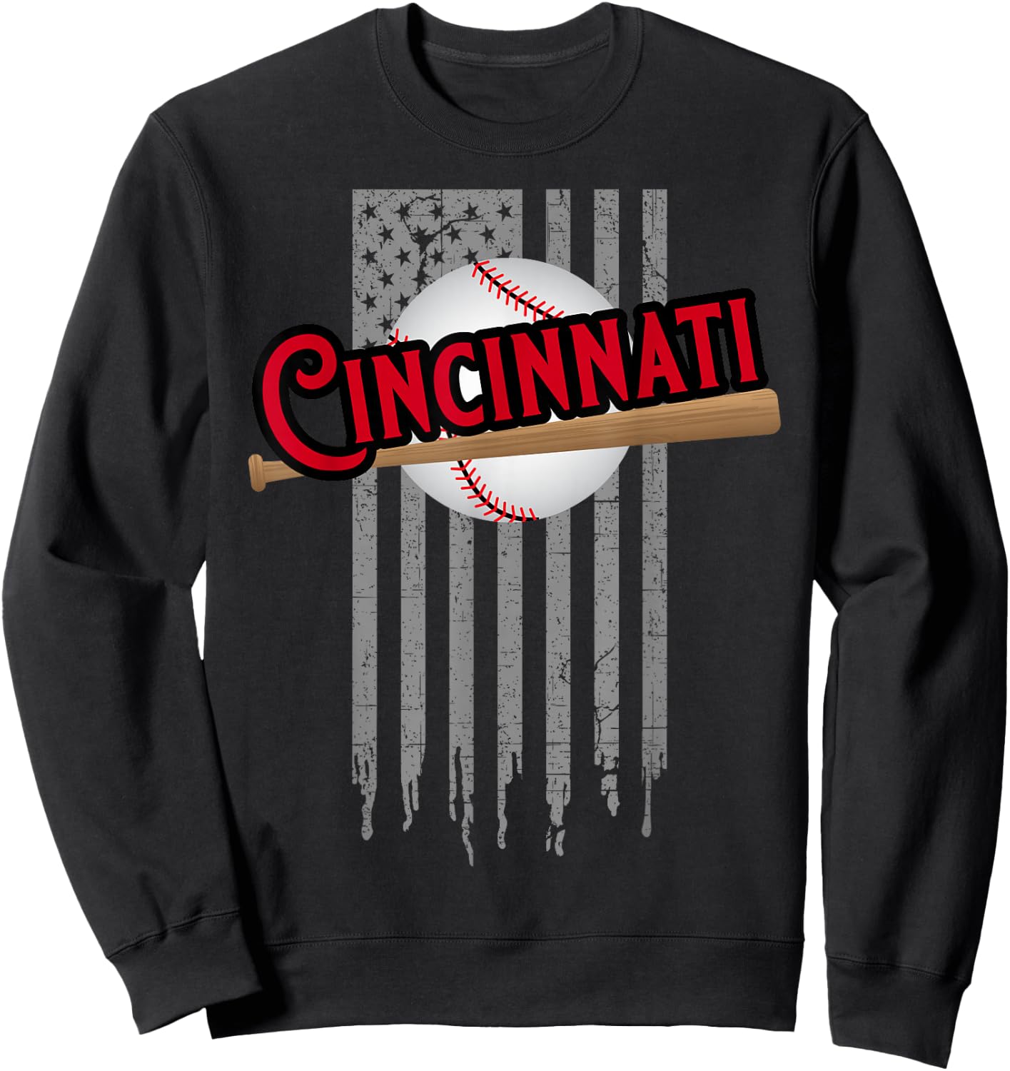 Cincinnati OH USA Flag The Queens Chip City Basic Cincy Sweatshirt - Sweatshirt | Black