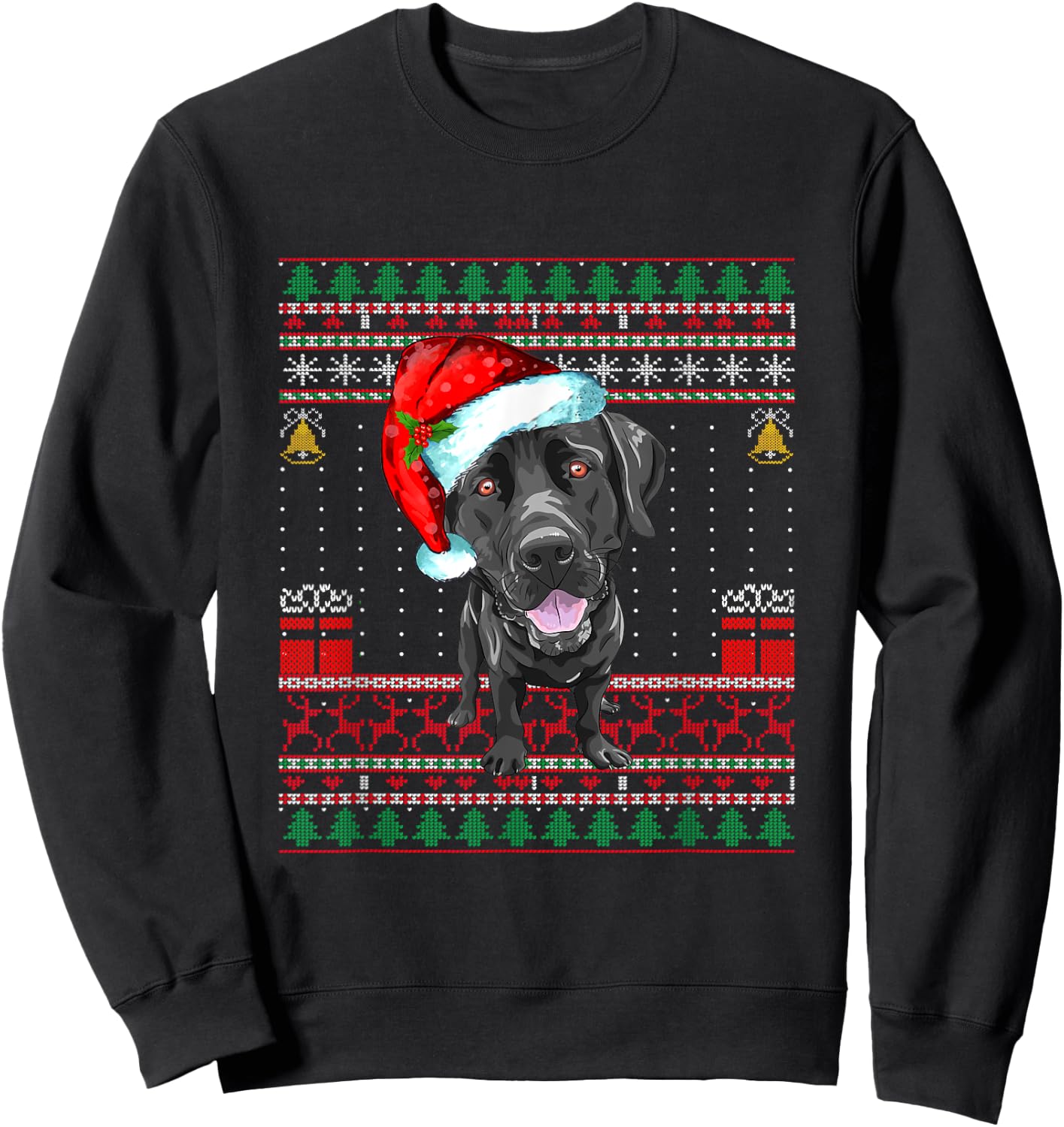 Black Lab Labrador Christmas Dog Owner Ugly Sweater Funny Sweatshirt - Sweatshirt | Black