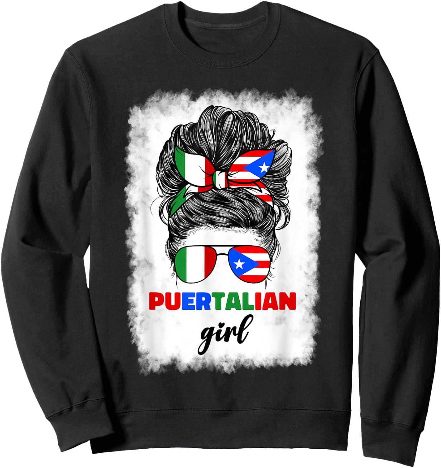 Half Italian And Puerto Rican Rico Italy Flag Girl Sweatshirt - Sweatshirt | Black