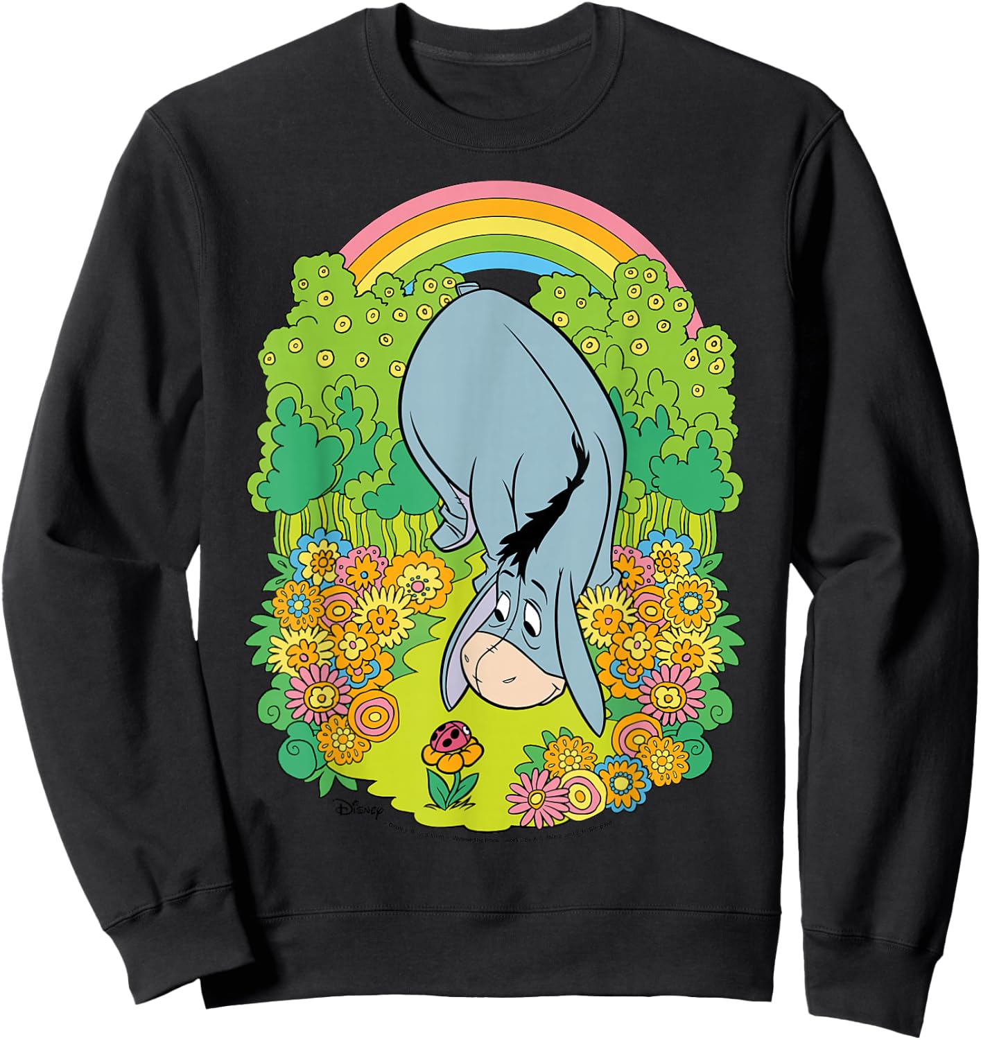 Winnie The Pooh - Eeyore Rainbow Flowers Sweatshirt - Sweatshirt | Black