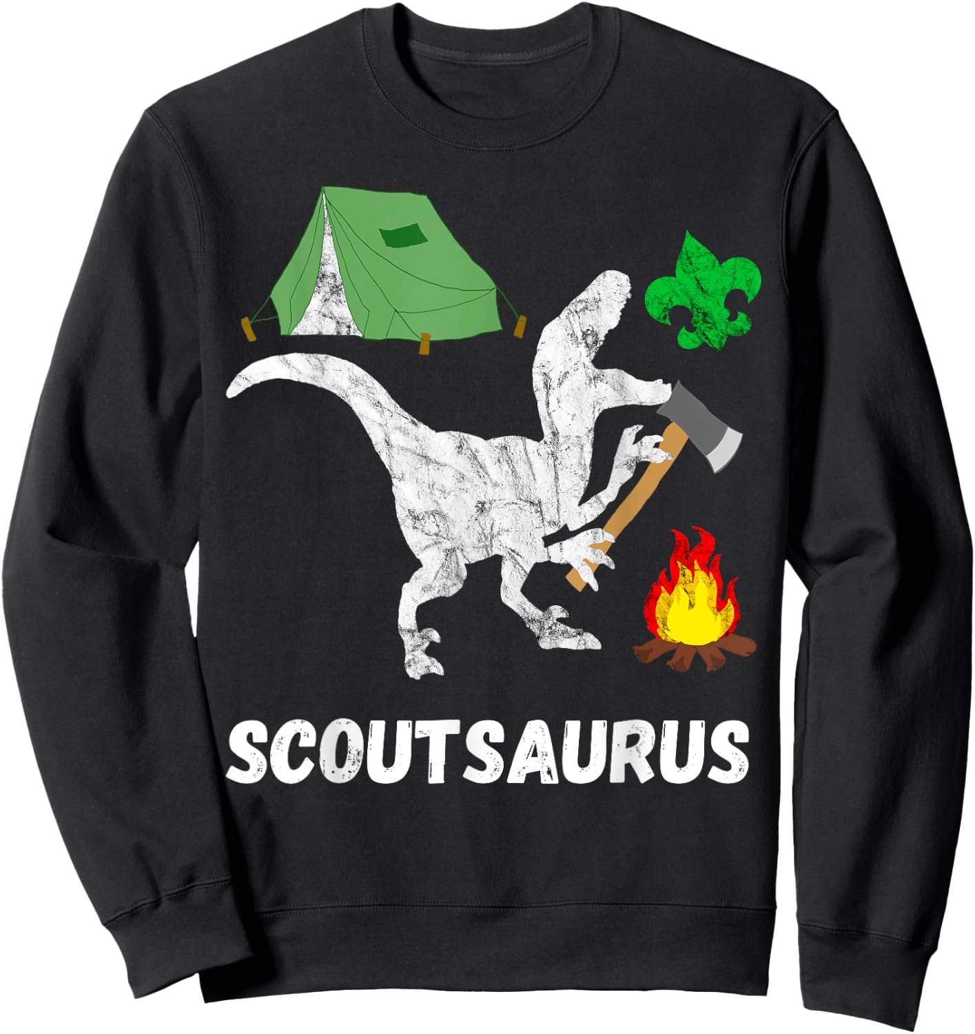 Scout Dinosaur Scout Dino Funny Camper T-Rex Sweatshirt - Sweatshirt | Black