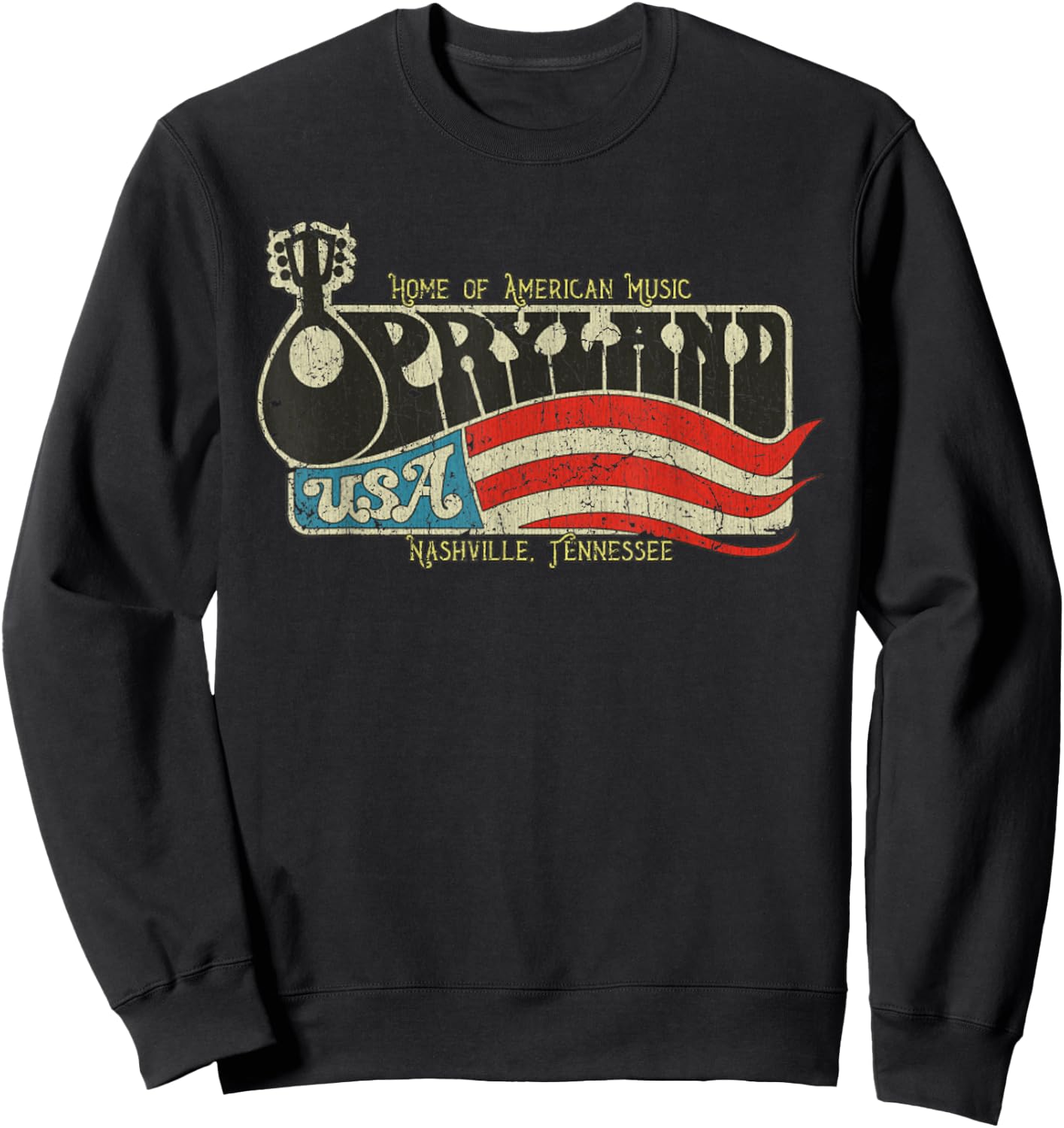 Vintage Opryland Vintage 1972 Tennessee USA Flag Women Men Sweatshirt - Sweatshirt | Black