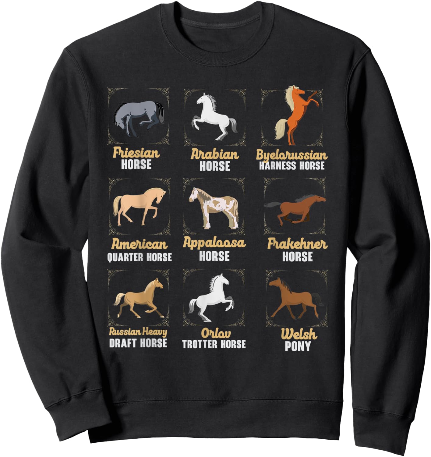 Horse Breeds Equestrian Horse Rider Racer Horseback Riding Sweatshirt - Sweatshirt | Black