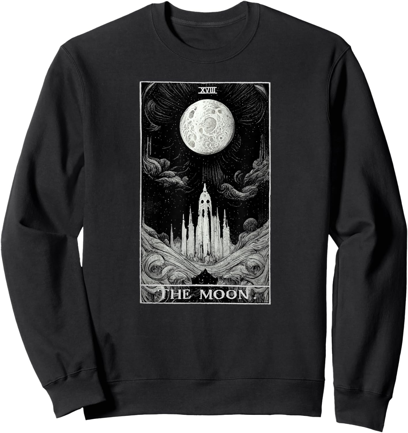 Occult The Moon Tarot Card Witchcraft Vintage Gothic Sweatshirt - Sweatshirt | Black