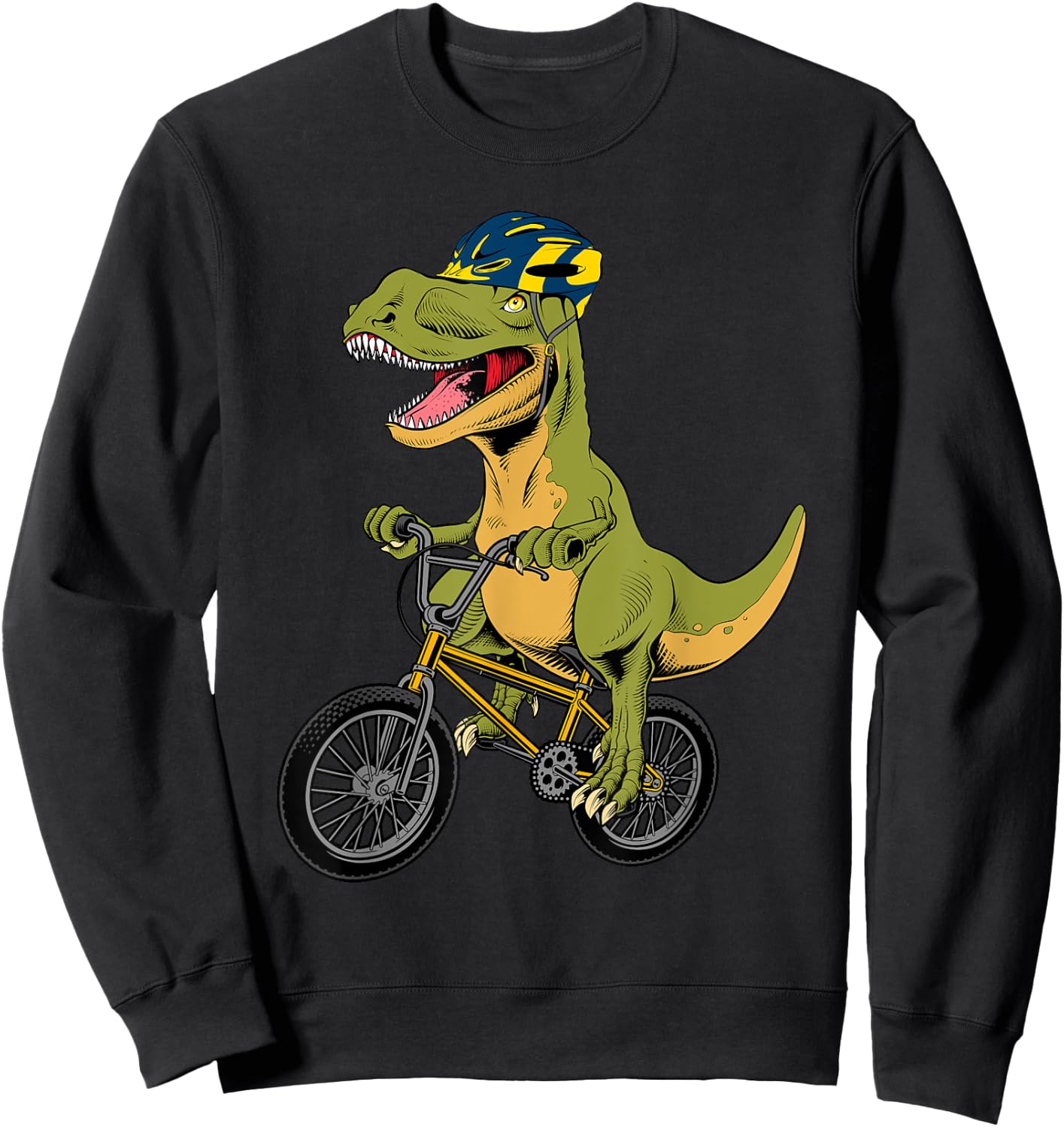 Cool BMX Boys Kids Bike Rider T Rex Dinosaur Bicycle Sweatshirt - Sweatshirt | Black