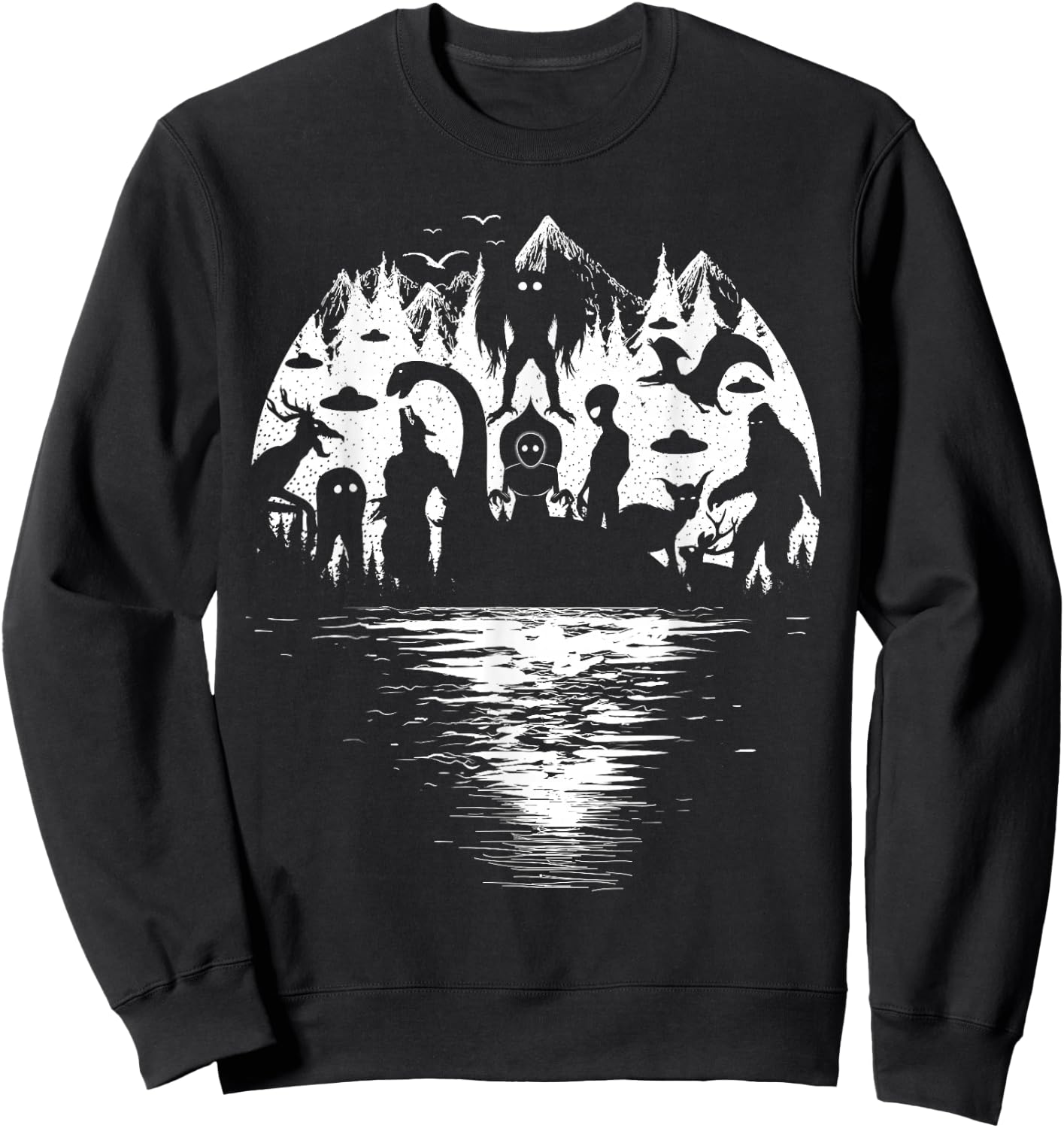 Bigfoot Loch Ness Mothman and Cryptid Monsters Cryptozoology Sweatshirt - Sweatshirt | Black