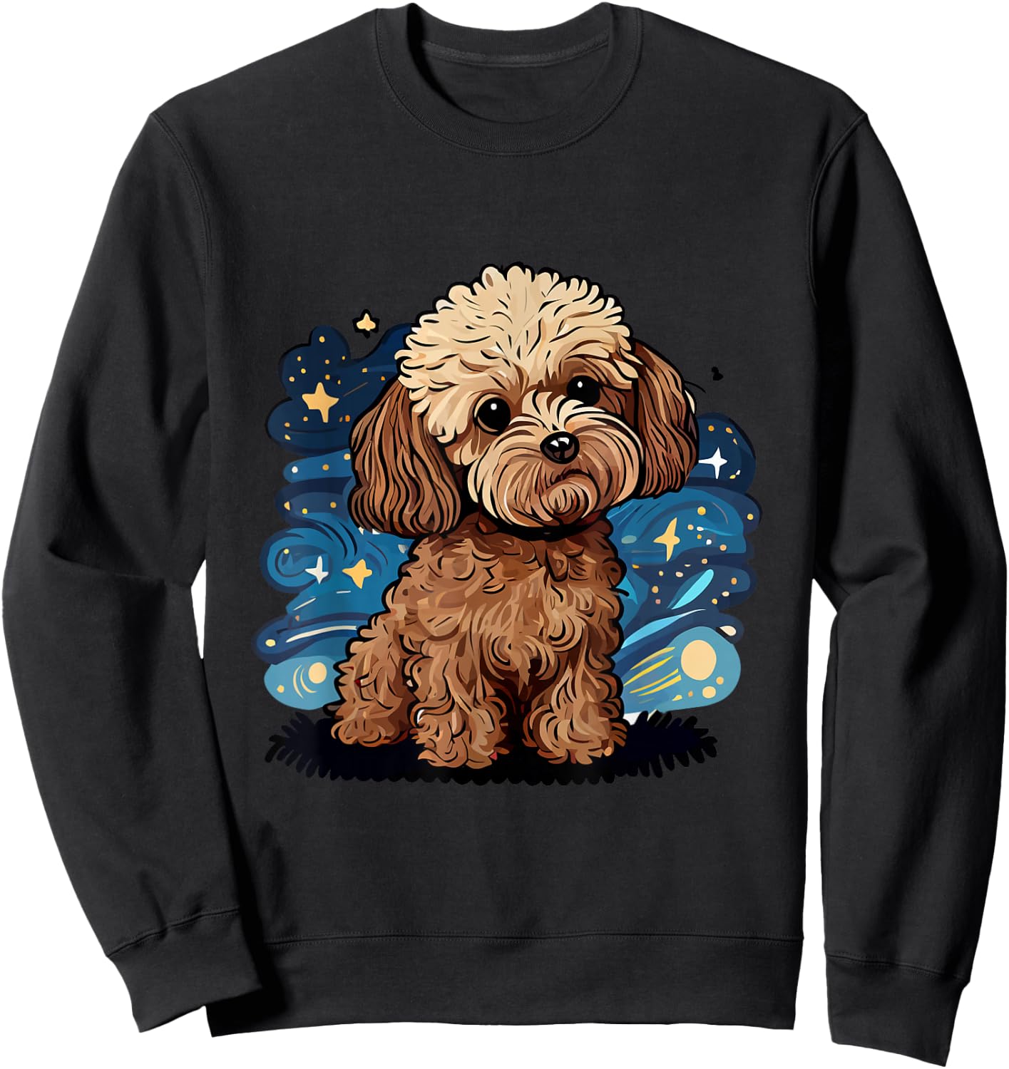 Brown Maltipoo Starry Night Van Gogh Maltipoo Mom Dad Owner Sweatshirt - Sweatshirt | Black