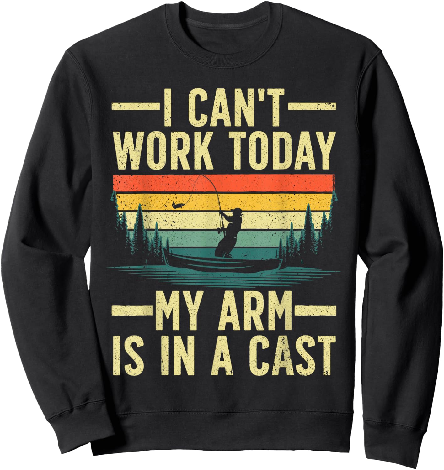 Funny Fishing Women Fisherman Arm Cast Fish Hunting Sweatshirt - Sweatshirt | Black