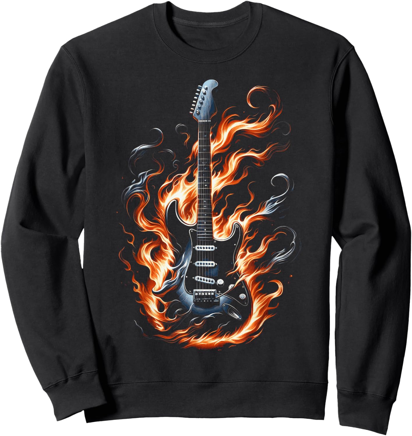 Electric guitar with flames Sweatshirt - Sweatshirt | Black
