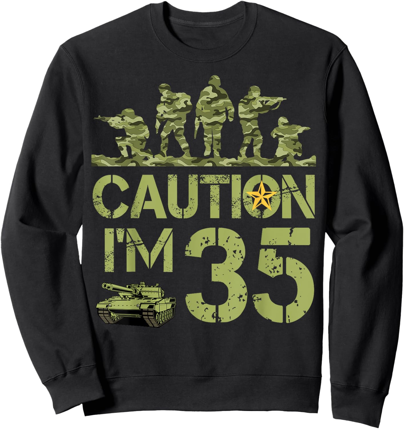 35th Birthday Military I'm 35 Year Old Camo 35 Birthday Sweatshirt - Sweatshirt | Black