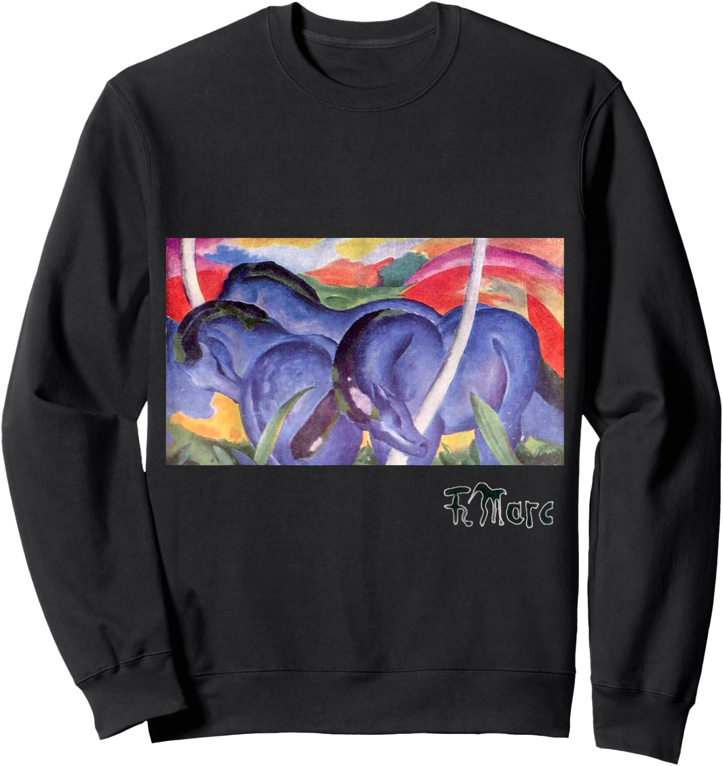 Franz Marc Expressional Art Large Blue Horses 1911 Sweatshirt - Sweatshirt | Black