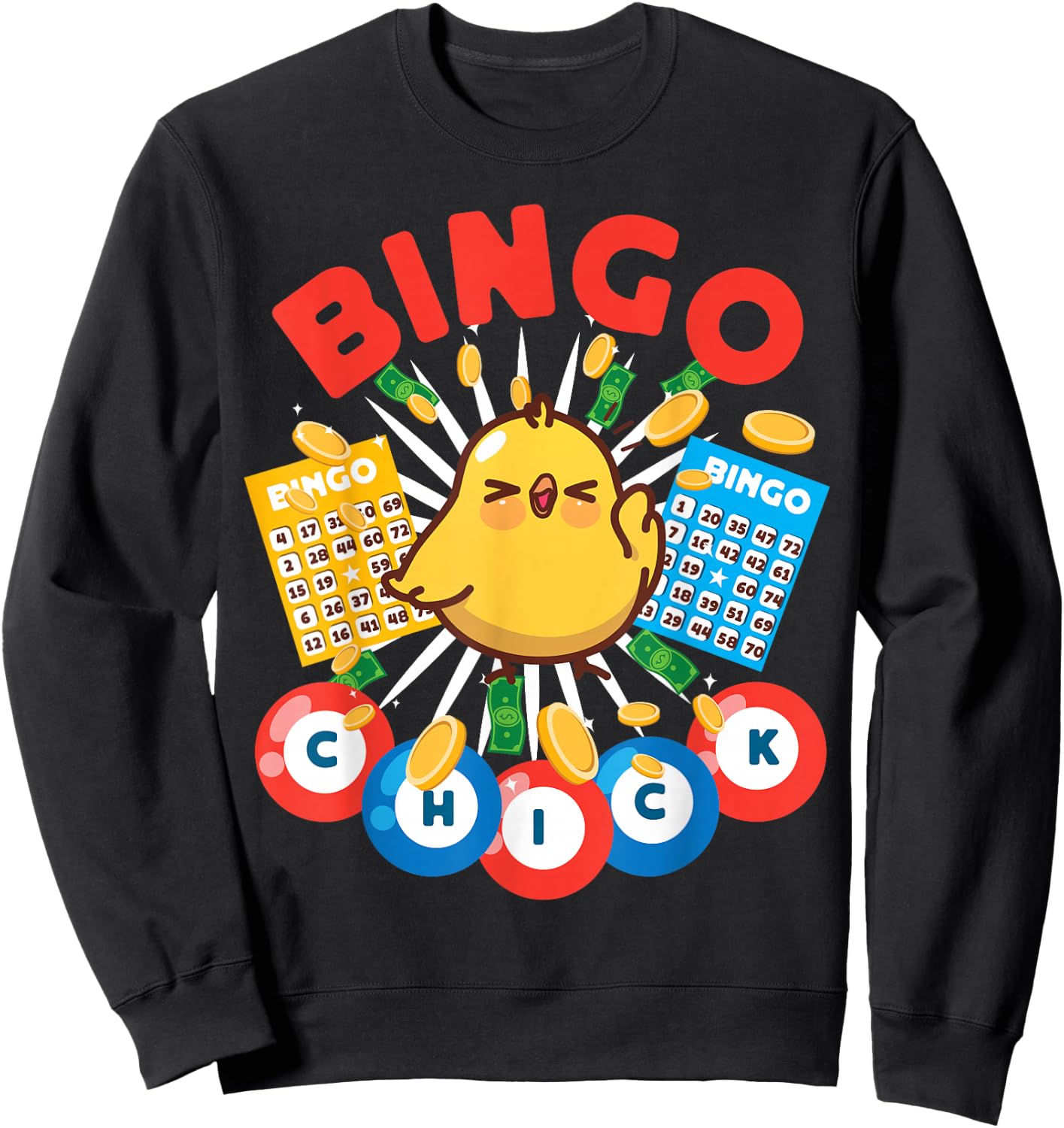 Bingo Player Chicken Girl Bingo Chick Sweatshirt - Sweatshirt | Black