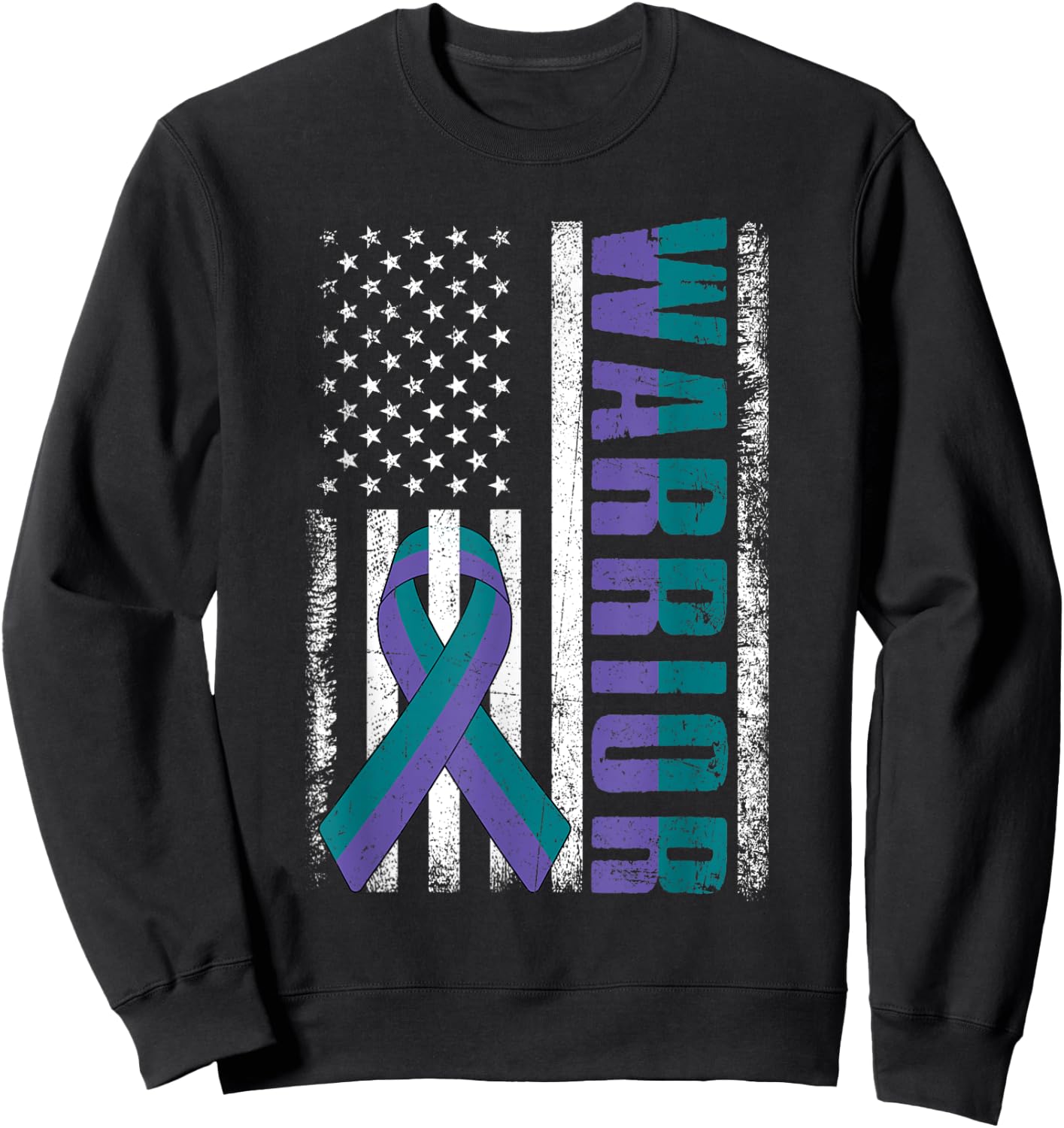 Anal Cancer Awareness Day Warrior American Flag Men Sweatshirt - Sweatshirt | Black