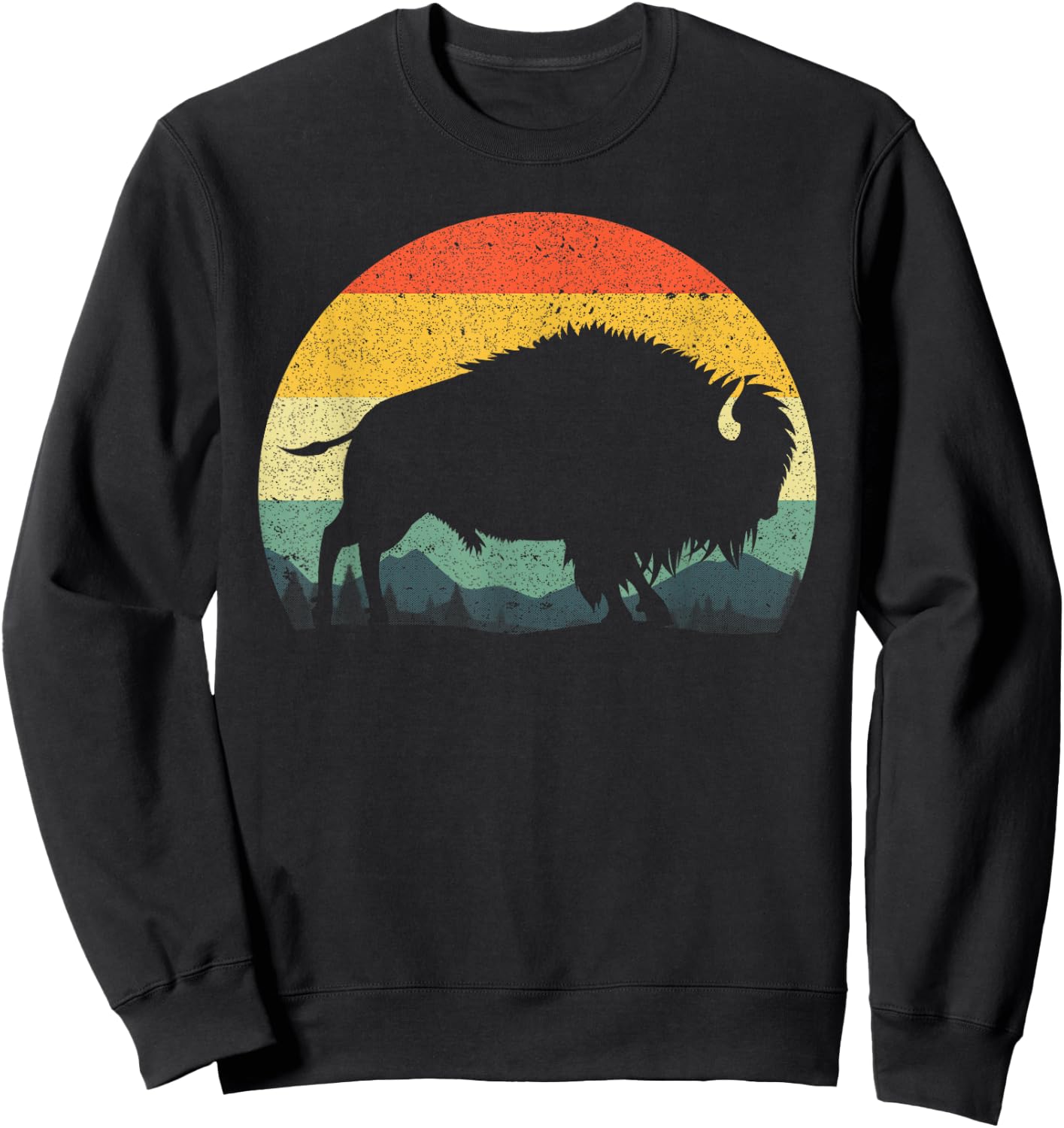 Cool Bison Design Women Kids Buffalo Bison Lovers Sweatshirt - Sweatshirt | Black