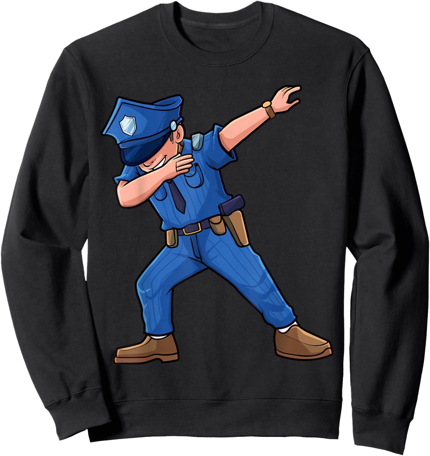 Cool Dabbing Law Enforcer Gift Shop Dabbing Policeman Police Officer Cop Costume Dance Kids Boys Sweatshirt - Sweatshirt | Black