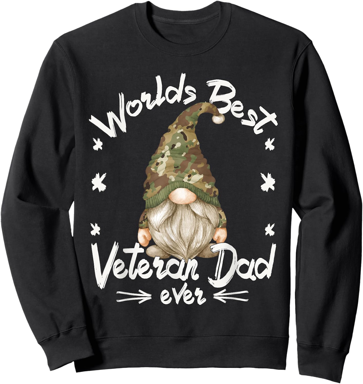 Proud Army Veteran Grandpa Gnome For Funny Veteran Dad Sweatshirt - Sweatshirt | Black