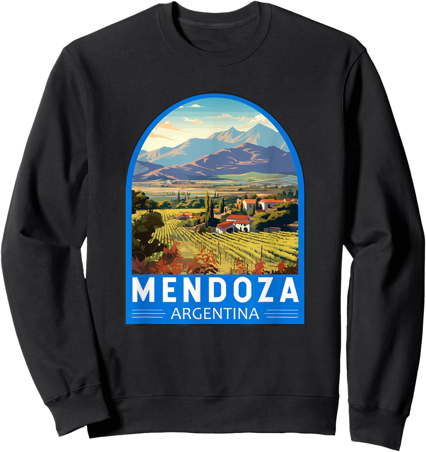 Mendoza Argentina Retro Emblem Vintage Sweatshirt - Sweatshirt | Black
