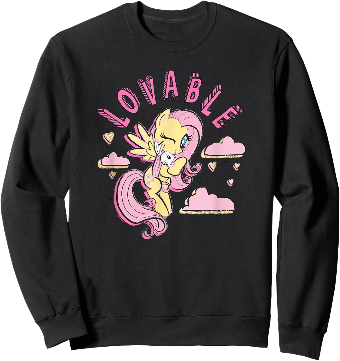 My Little Pony: Friendship Is Magic Fluttershy Lovable Logo Sweatshirt - Sweatshirt | Black