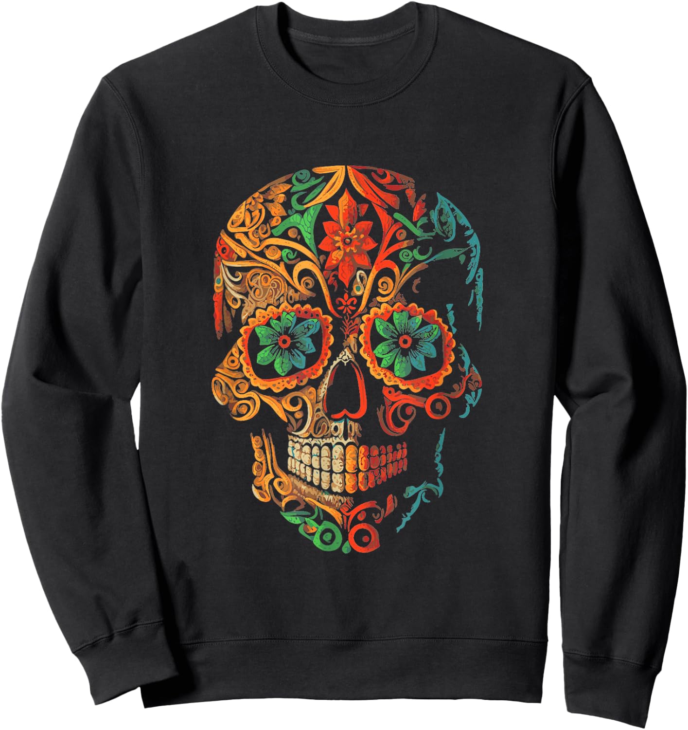 Sugar Skull Beautiful Artistic Sweatshirt - Sweatshirt | Black