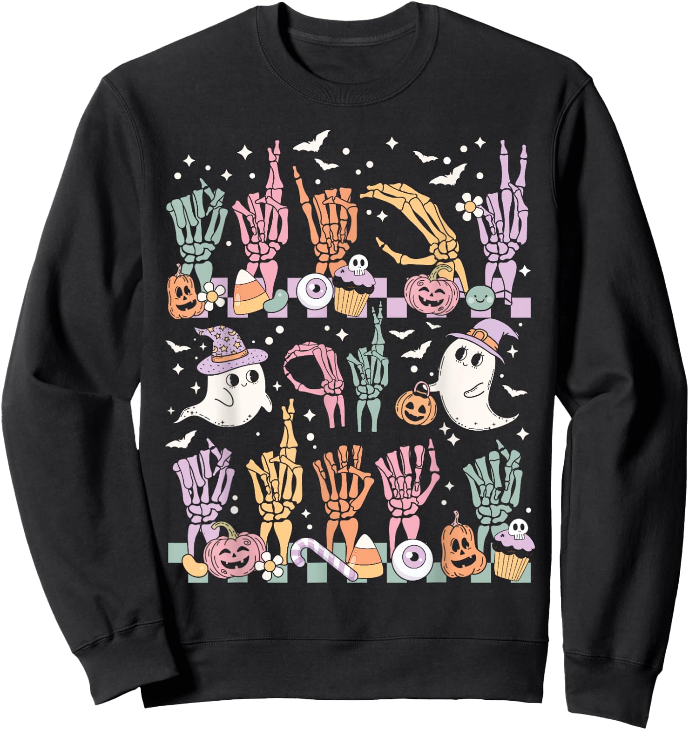 Trick or Treat ASL Hands American Sign Language Halloween Sweatshirt - Sweatshirt | Black