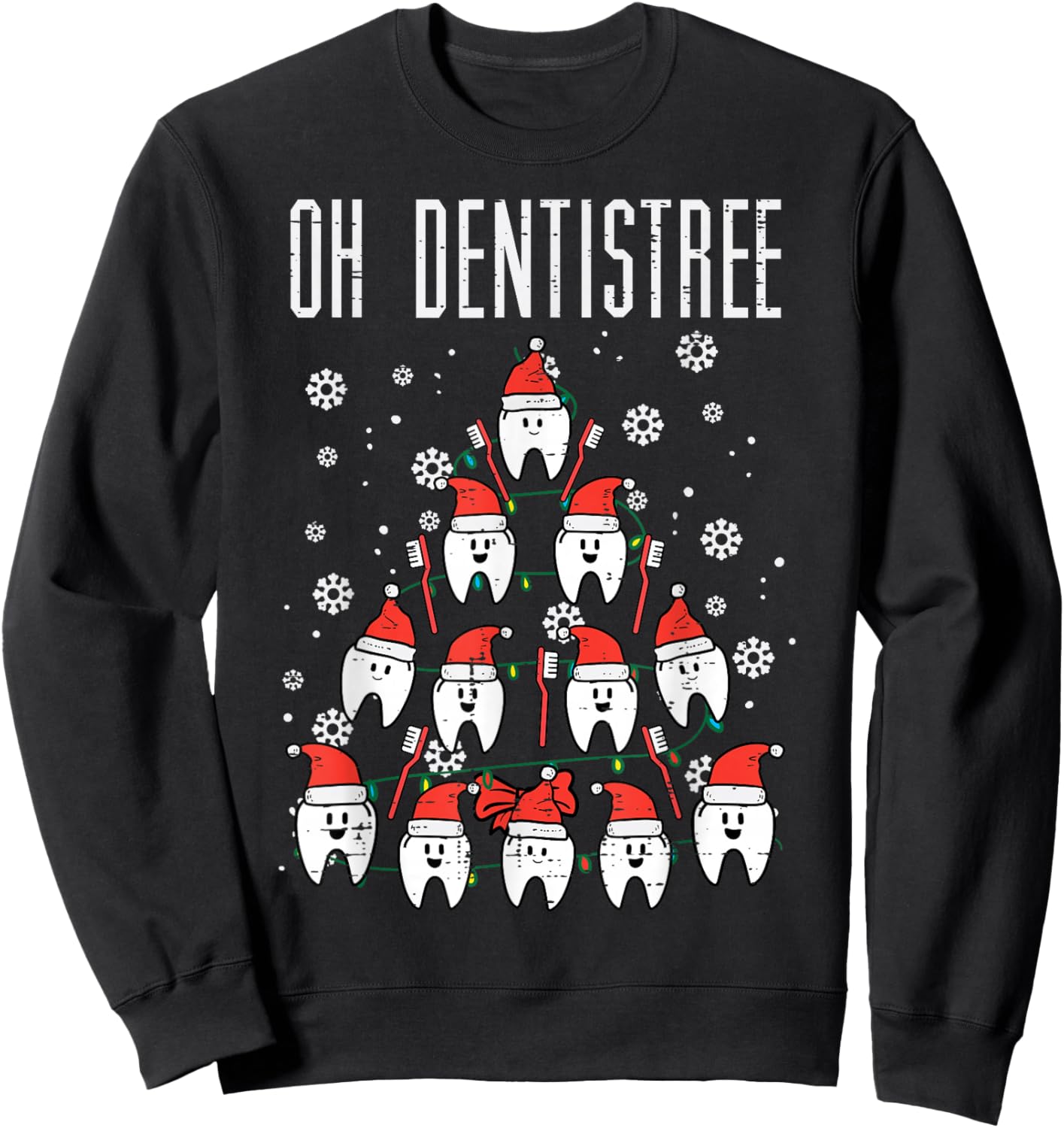 Oh Dentistree Christmas Tree Teeth Dentistry Dental Dentist Sweatshirt - Sweatshirt | Black