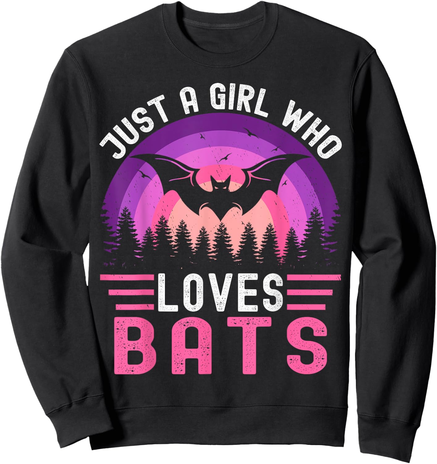 Vintage Bat Just a Girl Who Loves Bats Funny Bat Halloween Sweatshirt - Sweatshirt | Black