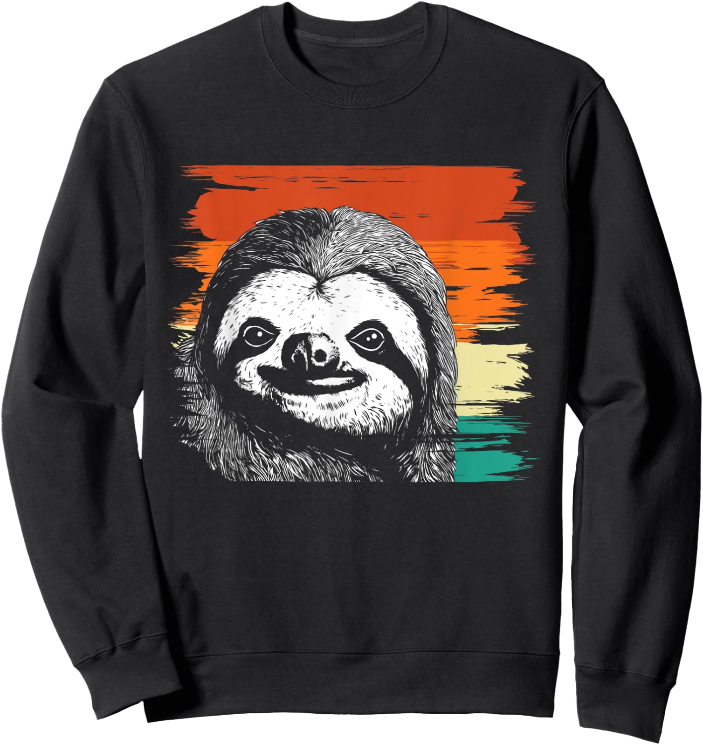 Retro Vintage Sloth Portrait - Animal Nature Lover Zookeeper Sweatshirt - Sweatshirt | Black