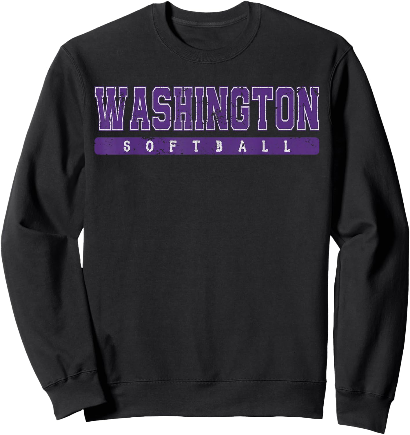 Washington Softball Purple Vintage Text. Sweatshirt - Sweatshirt | Black