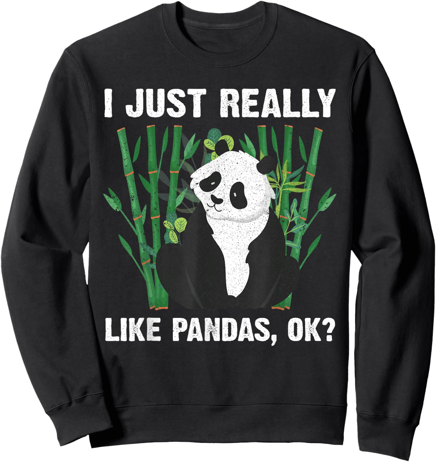 Funny Panda Design Women Boys Girls Panda Bear Lover Sweatshirt - Sweatshirt | Black
