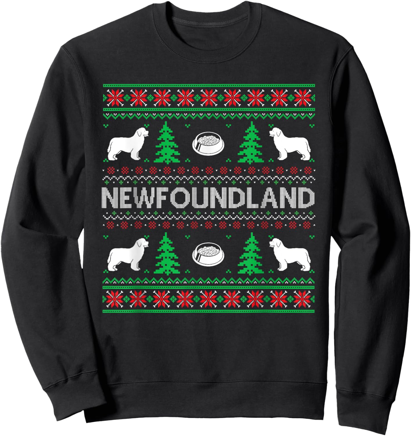 Ugly Christmas Sweaters Matching Newfoundland Dog Holiday Sweatshirt - Sweatshirt | Black