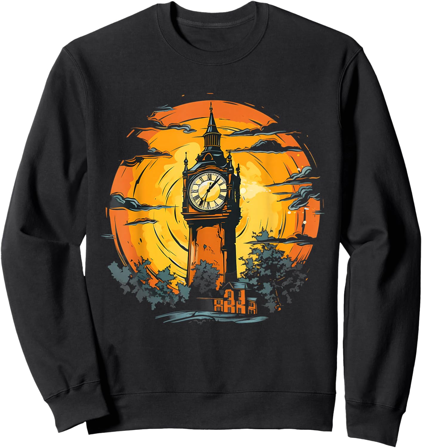 Retro Style Great Clock Tower Sweatshirt - Sweatshirt | Black