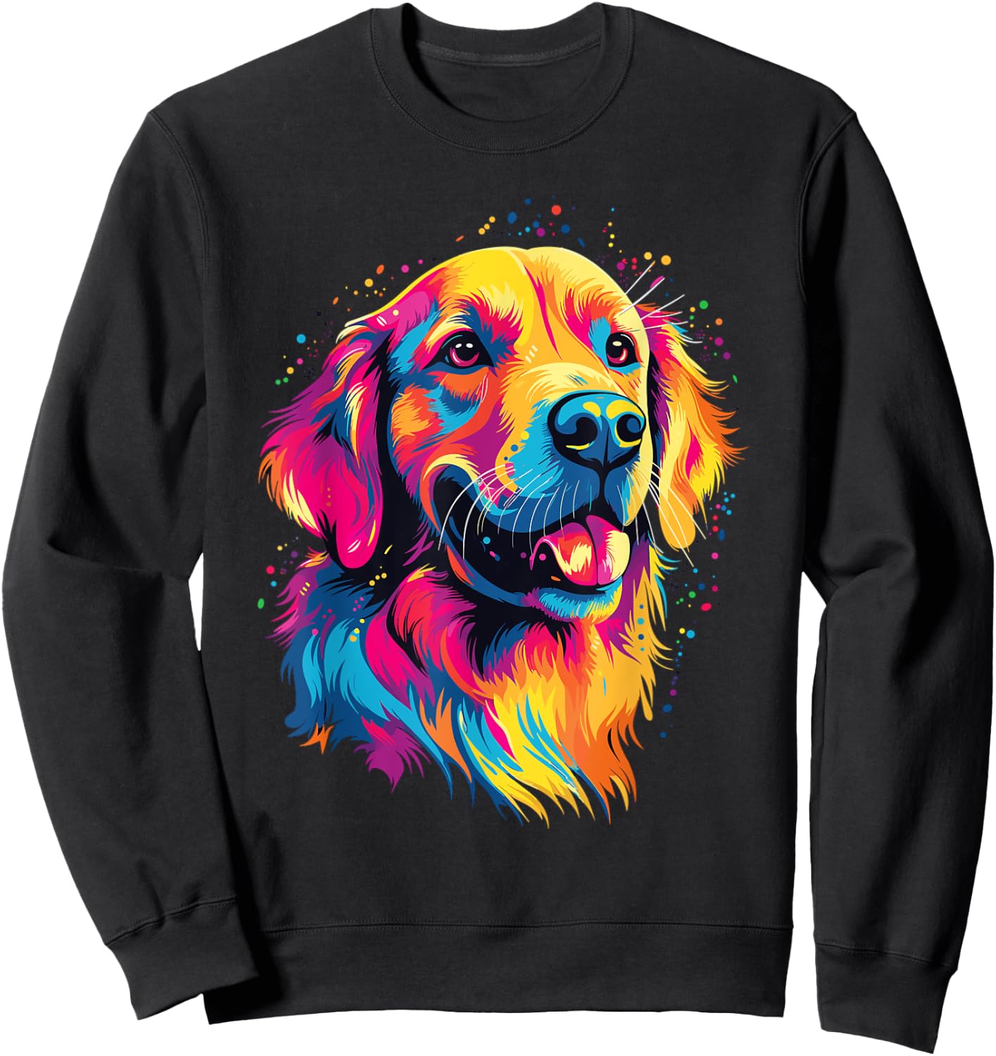 Watercolor Colorful Golden Retriever Dog Women Kids Sweatshirt - Sweatshirt | Black